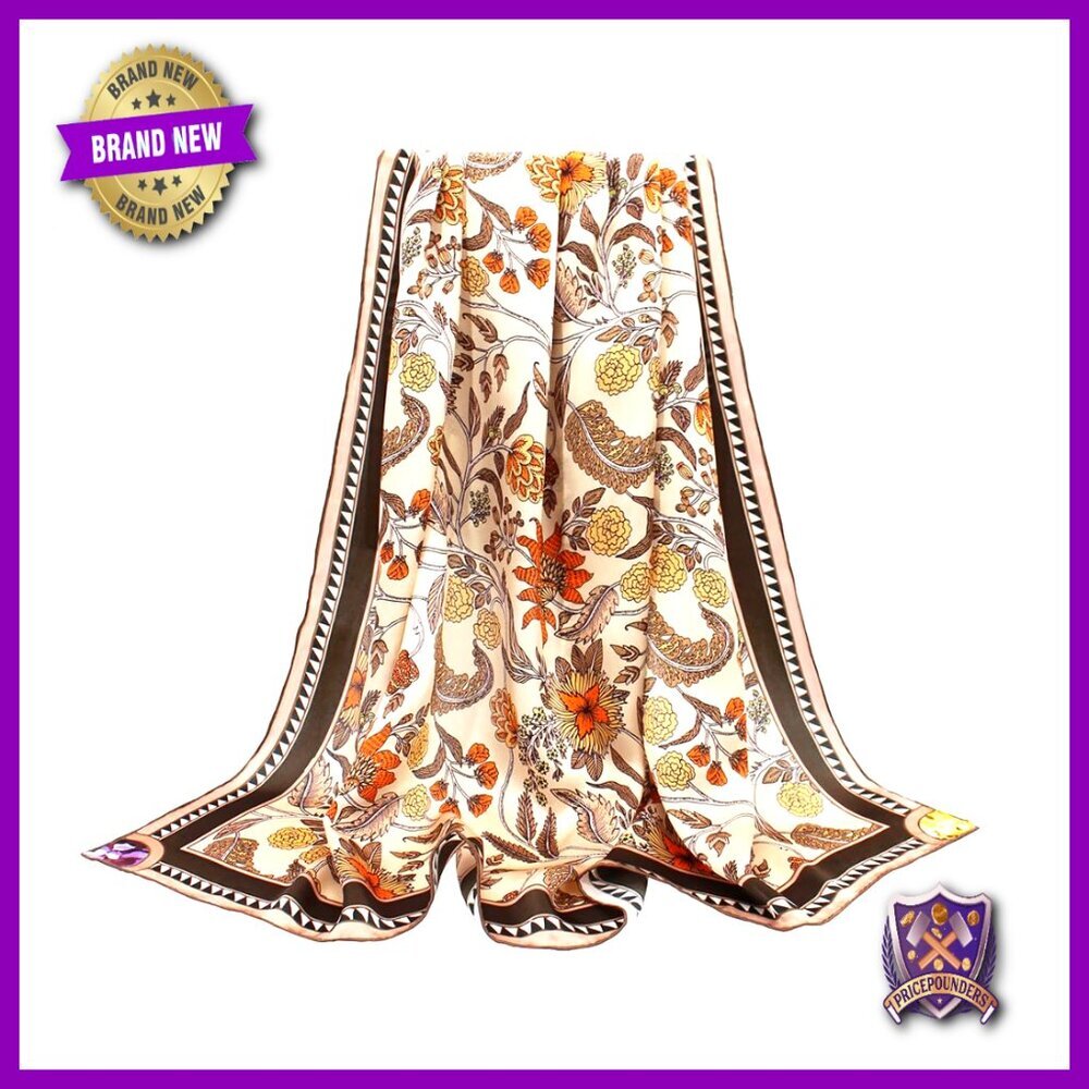 Large 43" Square Silk Scarf Shawl Head Wrap Lightweight Versatile Accessory